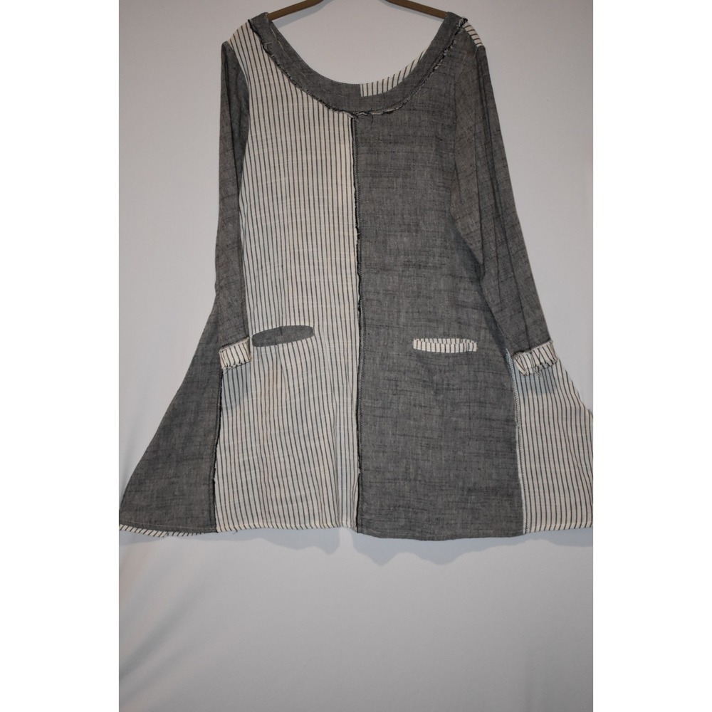 NWT Paper Lace Dress, Raw Hem, Black & White/Gray Stripe Size S, Pockets
